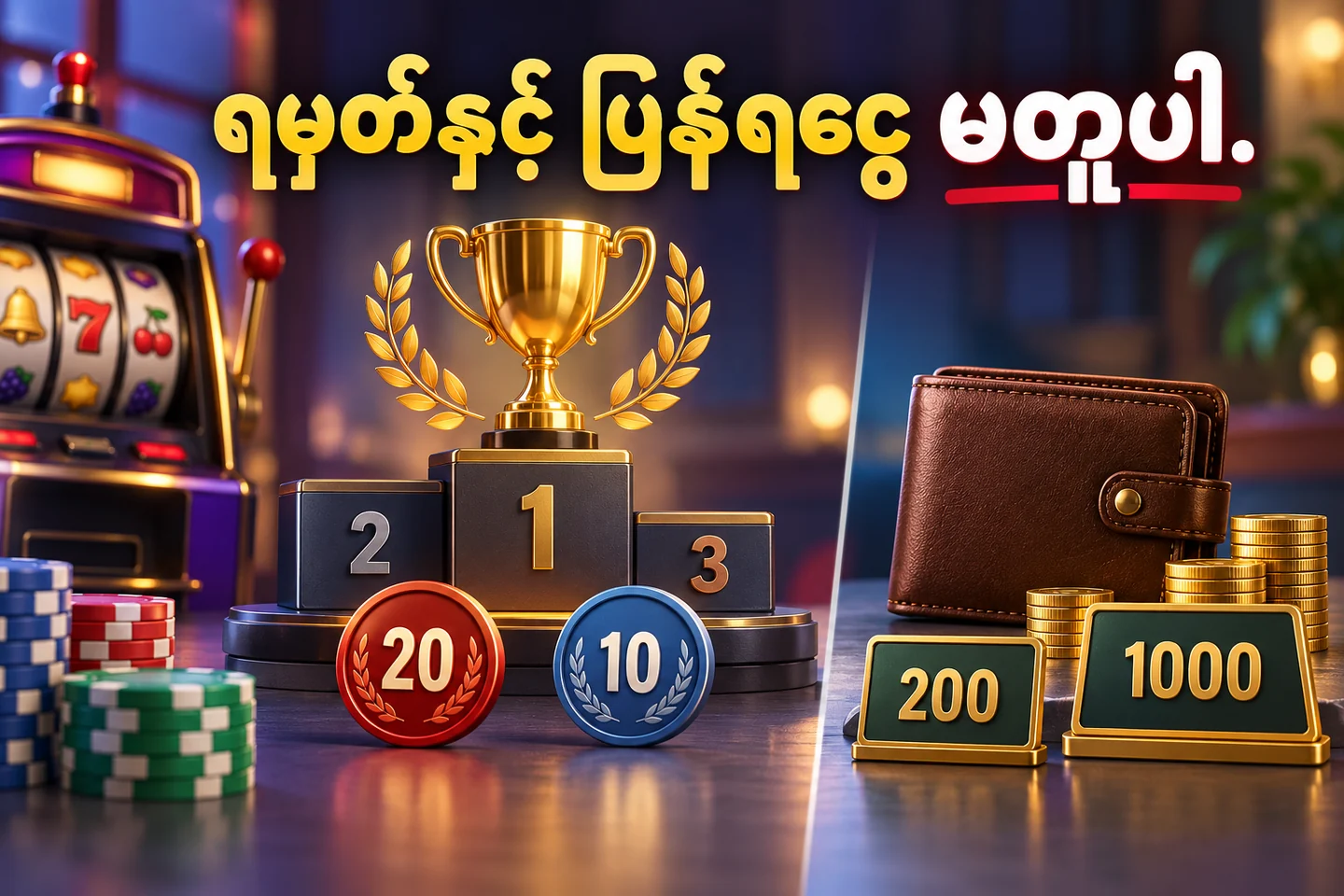 စလော့နှင့် ပြိုင်ပွဲရမှတ်ကို ငွေပြန်ရမှုမှ ခွဲထားသော သရုပ်ဖော်ပုံ